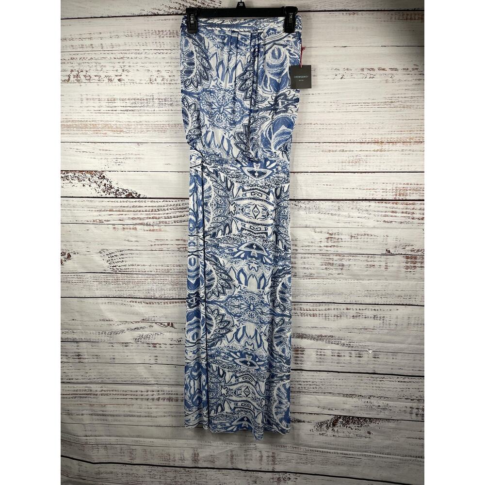 Cynthia Rowley Dress Women's SZ XS Blue White Maxi Lined Paisley Boho Sleeveless - Picture 7 of 10